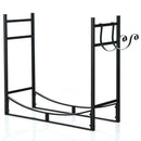 33 Inch Firewood Rack with Removable Kindling Holder Steel Fireplace Wood by DirectDeals