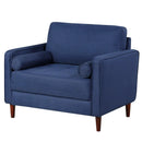 Accent Oversized Linen Club Armchair with Pillows and Rubber Wood Legs by LJGDeals