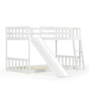 Twin over Twin Bunk Wooden Low Bed with Slide Ladder for Kids by LJGDeals