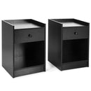 Set of 2 Nightstand with Drawer Cabinet End Side Table Raised Top by LJGDeals