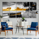 Yellow Rowboat Wall Art – Framed Tropical Shoreline Canvas by MyGreatCanvas | Canvas Wall Art Prints | Photo Prints & Wall Decor