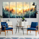 Sunrise Forest Wall Art – Framed Misty Pines Canvas Artwork by MyGreatCanvas | Canvas Wall Art Prints | Photo Prints & Wall Decor
