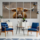 Texas Longhorn Wall Art Canvas Print – Brown Bull Rustic