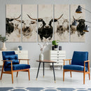 Longhorn Cattle Wall Art Canvas Print – Framed Bison Herd