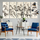 Running Horses Wall Art Canvas Print – Framed Galloping Herd
