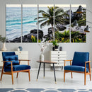 Tropical Coastline Wall Art Canvas Print – Framed Palm Tree