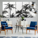Palm Wall Art Canvas Print – Framed Monochrome Tropical