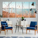 Coastal Grass Landscape Wall Art Canvas Print – Golden