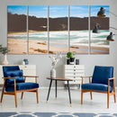 Tranquil Beach Scene Wall Art Canvas Print – Framed Blue