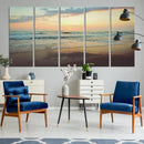 Sunset Seascape Wall Art Canvas Print – Framed Pastel Ocean