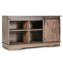 Sliding Barn Door TV Stand with Adjustable Shelf Cabinet-Dark Walnut by LJGDeals