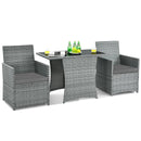 3 Pieces Patio Rattan Furniture Set with Cushioned Armrest Sofa by LJGDeals