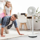 9 Inch Portable Oscillating Pedestal Floor Fan with Adjustable Heights and Speeds-White by LJGDeals