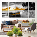Yellow Rowboat Wall Art – Framed Tropical Shoreline Canvas by MyGreatCanvas | Canvas Wall Art Prints | Photo Prints & Wall Decor
