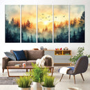 Sunrise Forest Wall Art – Framed Misty Pines Canvas Artwork by MyGreatCanvas | Canvas Wall Art Prints | Photo Prints & Wall Decor