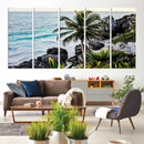 Tropical Coastline Wall Art Canvas Print – Framed Palm Tree