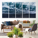 Black Beach Wall Art Canvas Print – Framed Aerial Ocean View