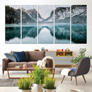 Mountain Lake Wall Art Canvas Print – Snowy Peaks Winter