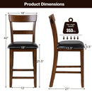 2 Pieces Counter Height Chair Set with Leather Seat and Rubber Wood Legs by LJGDeals
