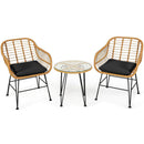3 Pieces Rattan Furniture Set with Cushioned Chair Table by LJGDeals