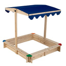 Kids Wooden Sandbox with Height Adjustable and Rotatable Canopy Outdoor Playset by LJGDeals