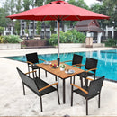 55 Inch Patio Acacia Dining Table with Umbrella Hole by LJGDeals