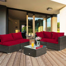 5 Pieces Cushioned Patio Rattan Furniture Set with Glass Table by LJGDeals