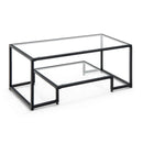 Modern 2-Tier Rectangular Coffee Table with Glass Table Top by DirectDeals