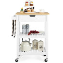 3-Tier Kitchen Island Cart Rolling Service Trolley with Bamboo Top by LJGDeals