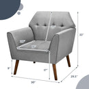 Modern Tufted Fabric Accent Chair with Rubber Wood Legs by LJGDeals