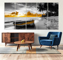 Yellow Rowboat Wall Art – Framed Tropical Shoreline Canvas by MyGreatCanvas | Canvas Wall Art Prints | Photo Prints & Wall Decor