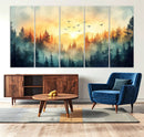 Sunrise Forest Wall Art – Framed Misty Pines Canvas Artwork by MyGreatCanvas | Canvas Wall Art Prints | Photo Prints & Wall Decor
