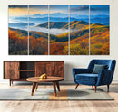 Autumn Mountains Wall Art Canvas Print – Foggy Peaks
