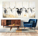 Texas Longhorn Wall Art Canvas Print – Rustic Western Bull