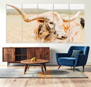Texas Longhorn Wall Art Canvas Print – Framed Speckled Cow