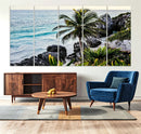 Tropical Coastline Wall Art Canvas Print – Framed Palm Tree
