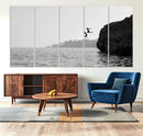 Jumping Wall Art Canvas Print – Framed Coastal Ocean Scene