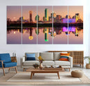 Colorful Dallas City Lights Night Skyline Wall Art Print