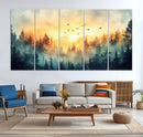 Sunrise Forest Wall Art – Framed Misty Pines Canvas Artwork by MyGreatCanvas | Canvas Wall Art Prints | Photo Prints & Wall Decor