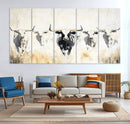 Texas Longhorn Wall Art Canvas Print – Rustic Western Bull