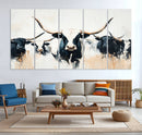 Texas Longhorn Wall Art Canvas Print – Majestic Horned Bull