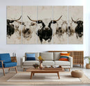 Longhorn Cattle Wall Art Canvas Print – Framed Bison Herd