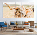 Texas Longhorn Wall Art Canvas Print – Framed Speckled Cow