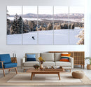Snowy Mountain Wall Art Canvas Print – Framed Ski Slope