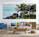Tropical Coastline Wall Art Canvas Print – Framed Palm Tree