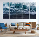 Black Beach Wall Art Canvas Print – Framed Aerial Ocean View