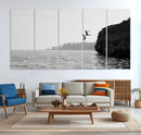 Jumping Wall Art Canvas Print – Framed Coastal Ocean Scene