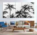 Palm Wall Art Canvas Print – Framed Monochrome Tropical
