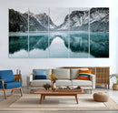 Mountain Lake Wall Art Canvas Print – Snowy Peaks Winter