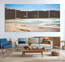 Tranquil Beach Scene Wall Art Canvas Print – Framed Blue